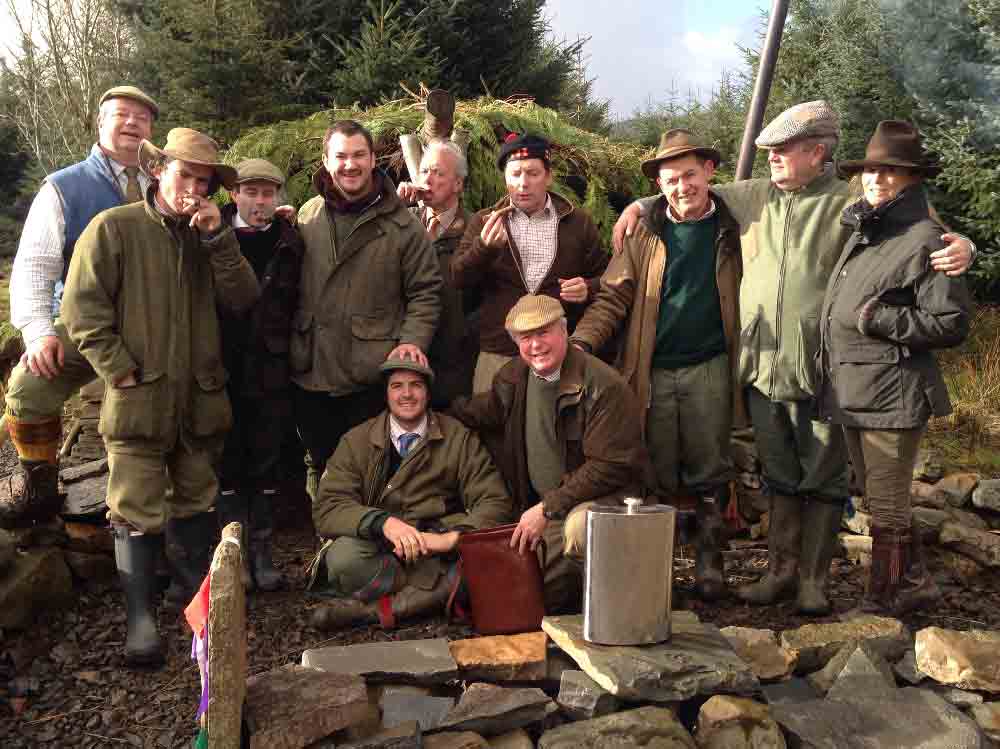 The author, Mr Robert Ford with friends for elevenses at Mulberry Shoot